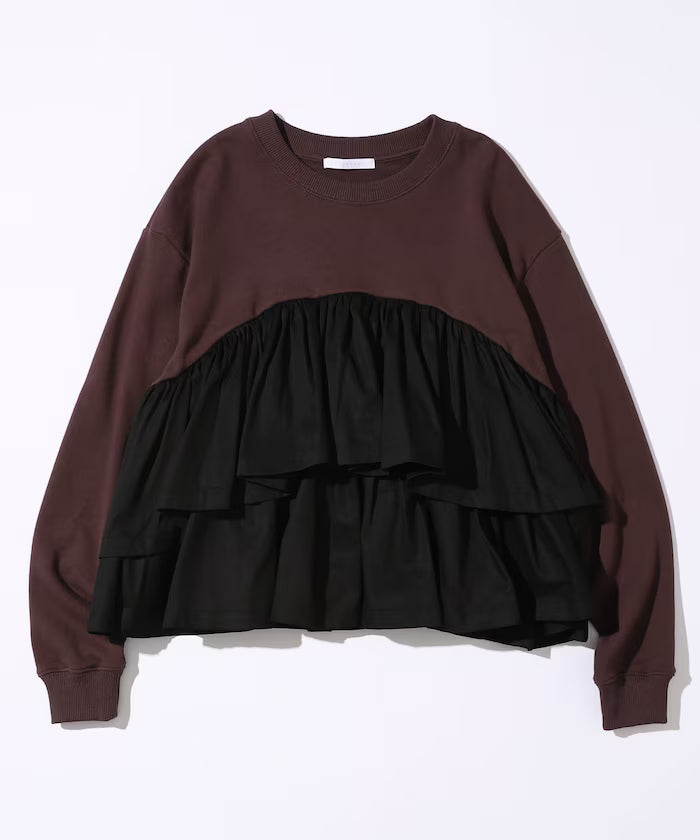 Organic Cotton Docking Frill Sweat / Relaxed Fit / Backed Sweat