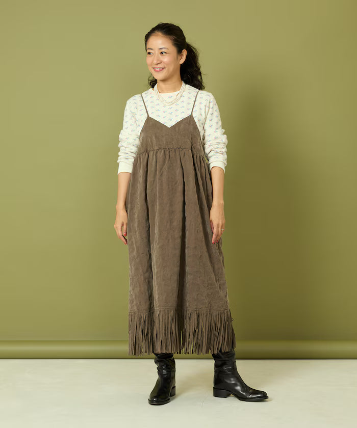 Fade-Processed Fringe Mini Dress
