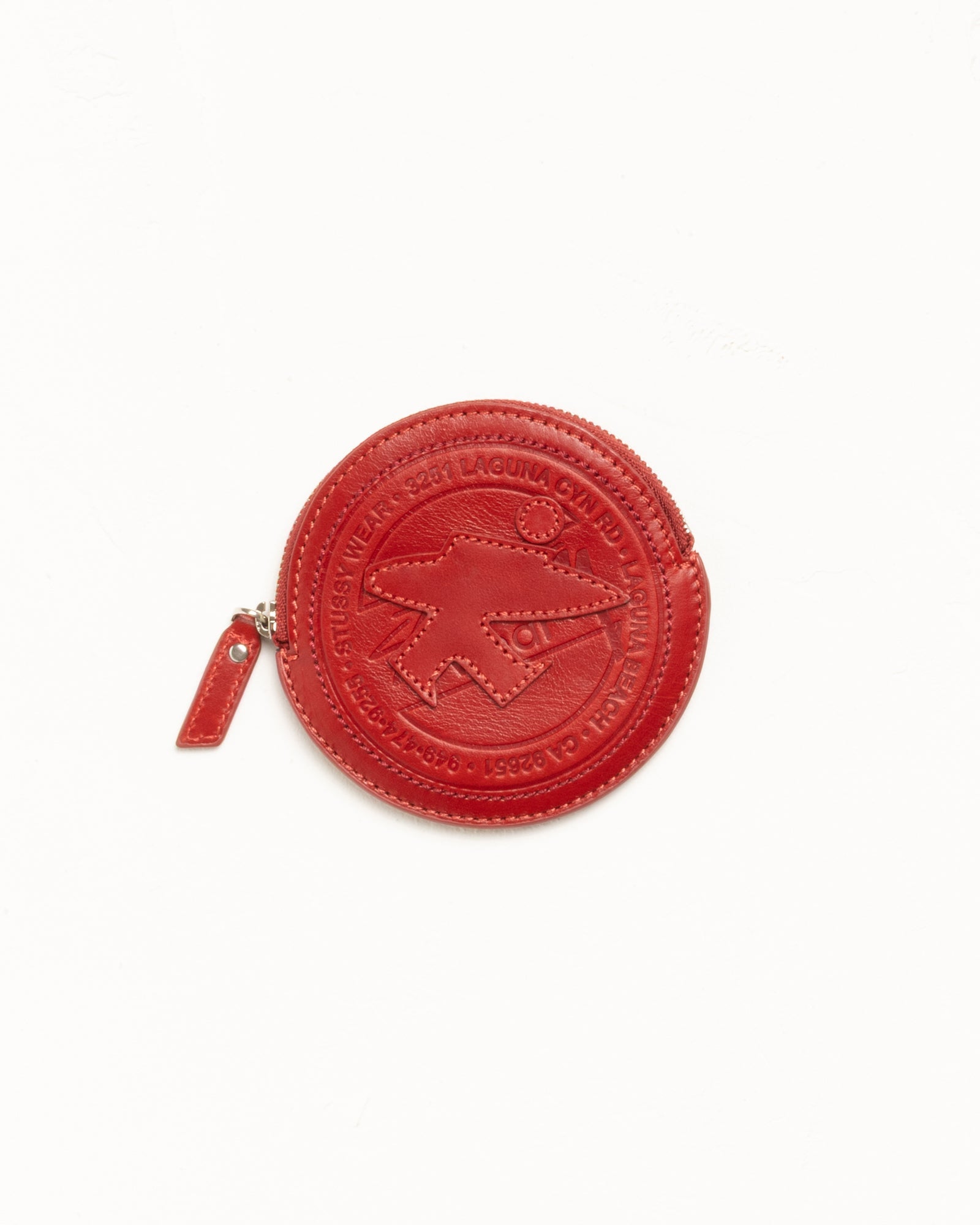 SURF DOT LEATHER POUCH - Fire Red
