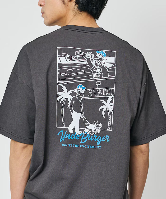 Limited Edition Uncle Holiday Big Silhouette Back Print Crew Neck T-Shirt - Charcoal Gray