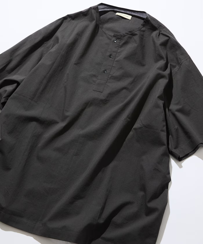 Relax Fit Relaxed Fit Henley Neck Pullover Shirt [Limited Edition] - Charcoal Gray