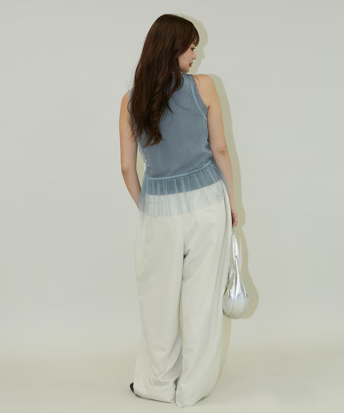 <Set Item> Tulle Layered Tank Top Limited Edition