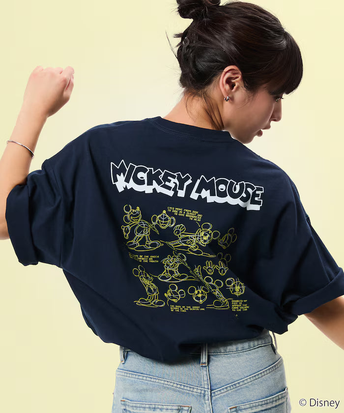 Limited Edition DISNEY Mickey Mouse Monochrome Back Print Crew Neck T-Shirt
