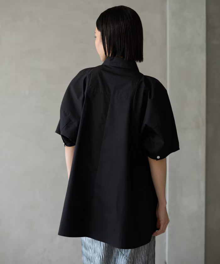 Switching Design Balloon Sleeve Shirt / 5-Minute Sleeve Blouse [Limited Edition]