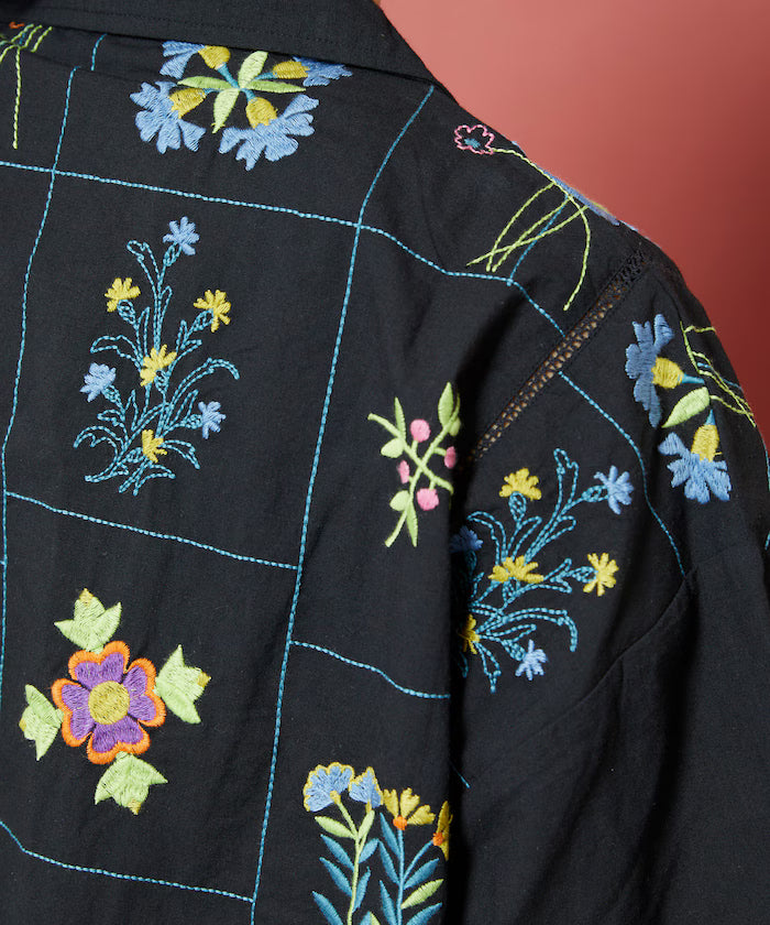 Patchwork Flower Embroidery Shirt