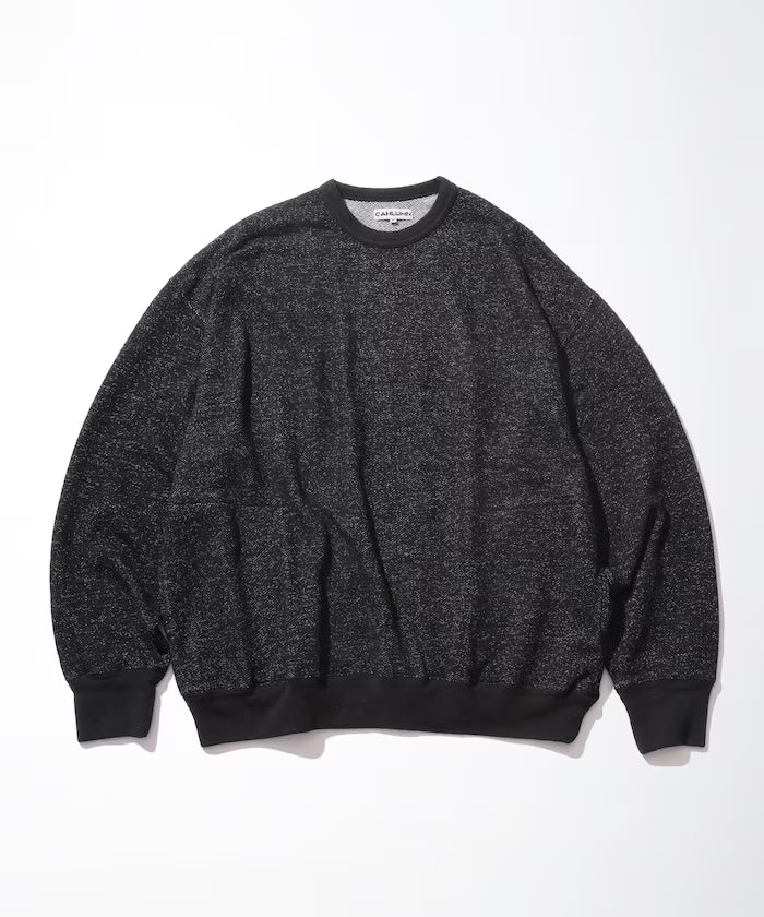Merino Wool＋Cotton Loop Back heather Sweatshirt - Black