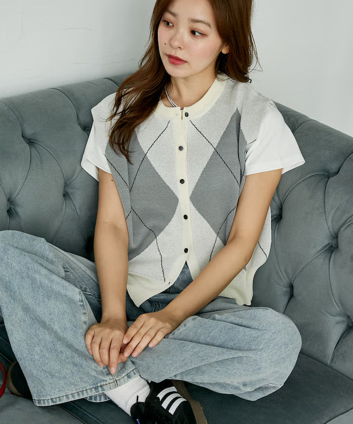 Summer Knit Argyle Vest Limited Edition
