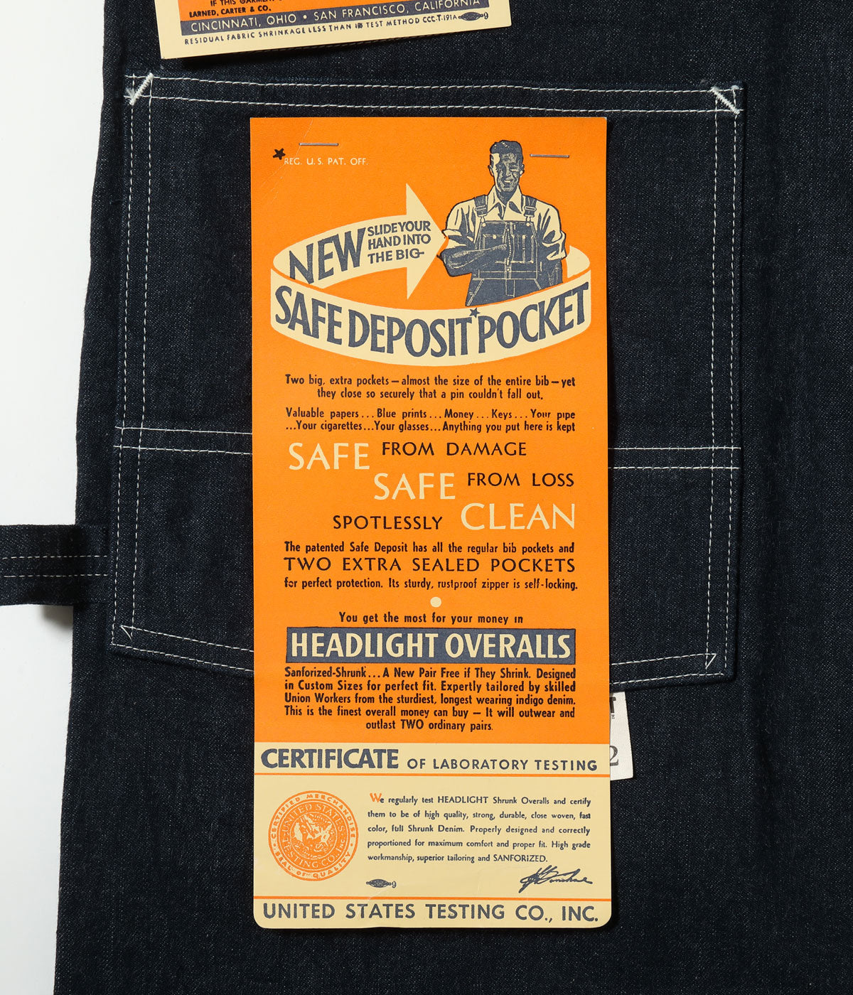 HEADLIGHT 11oz. BLUE DENIM LOW BACK OVERALLS