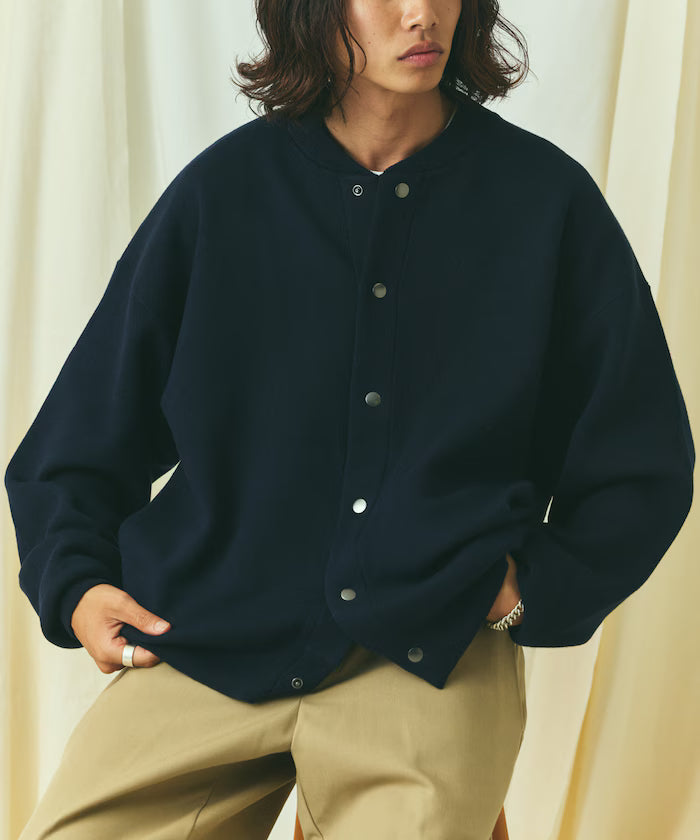 Relax Fit Relax Fit Sweat-like Knit Crew Neck Snap Cardigan [Limited Edition]