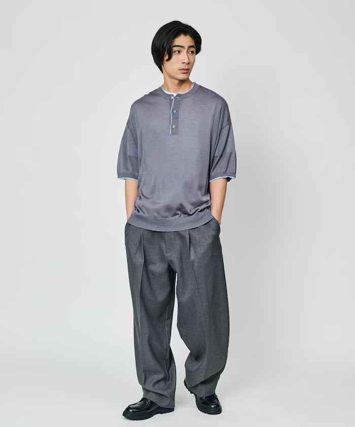 Limited Edition Relaxed Fit Color Block Henley Neck Knit