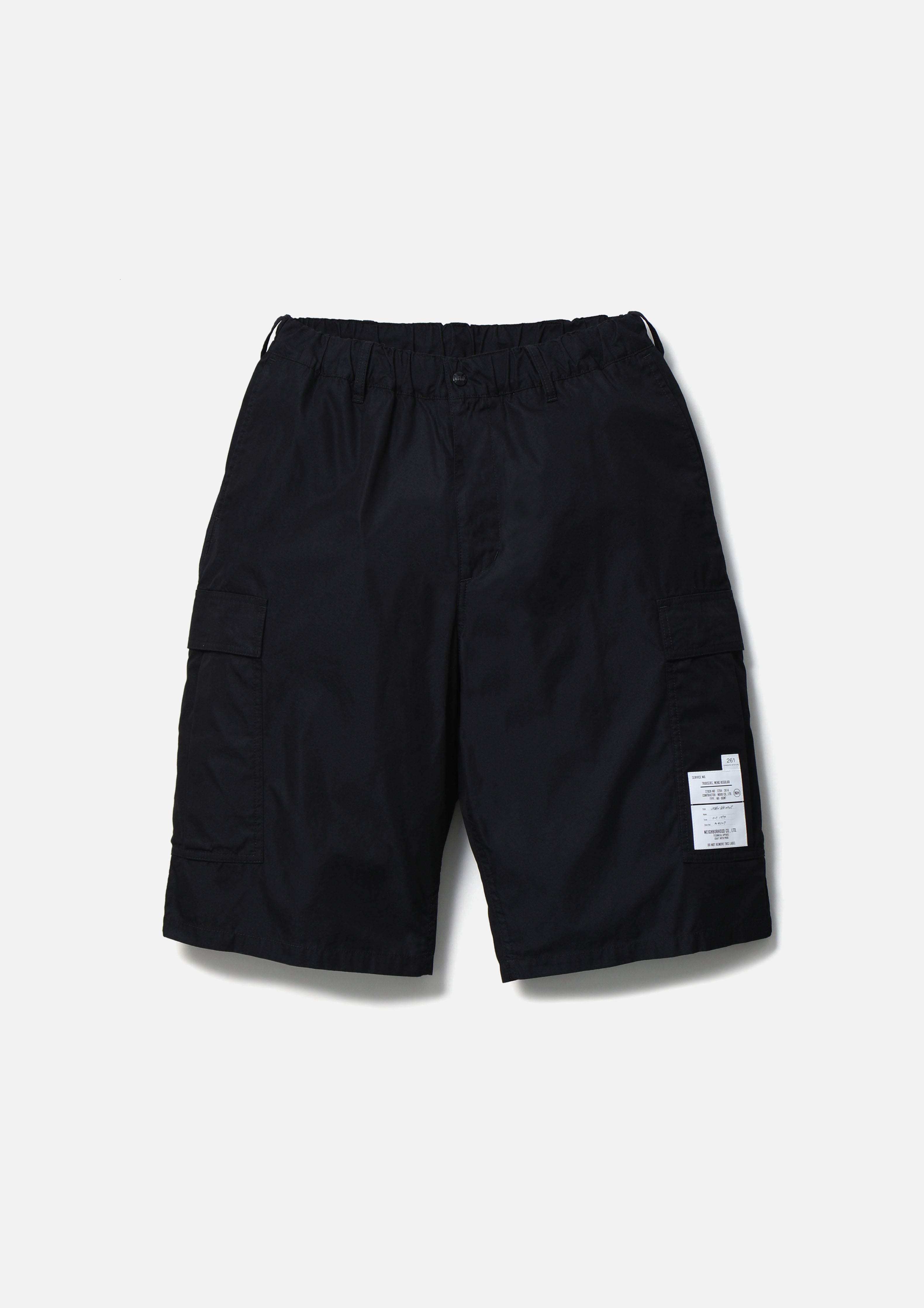 Wide Cargo Short Pants - BLACK
