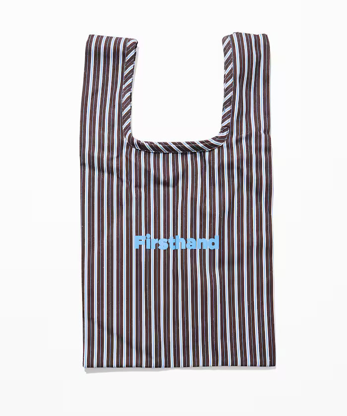 Stripe Print Canvas Market Bag - Brown