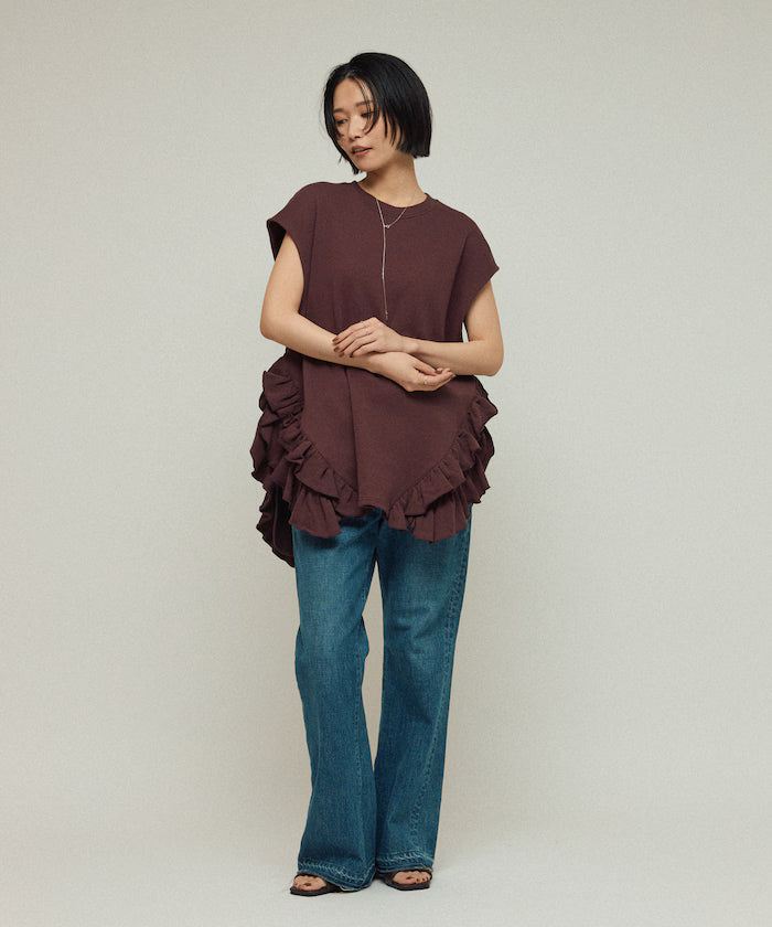 Organic Cotton Frill Hem Top / Relaxed Fit / French Terry Sweat / Best