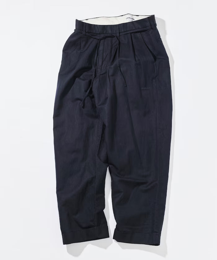 Cotton Linen 2 Tuck Chino Pant - navy