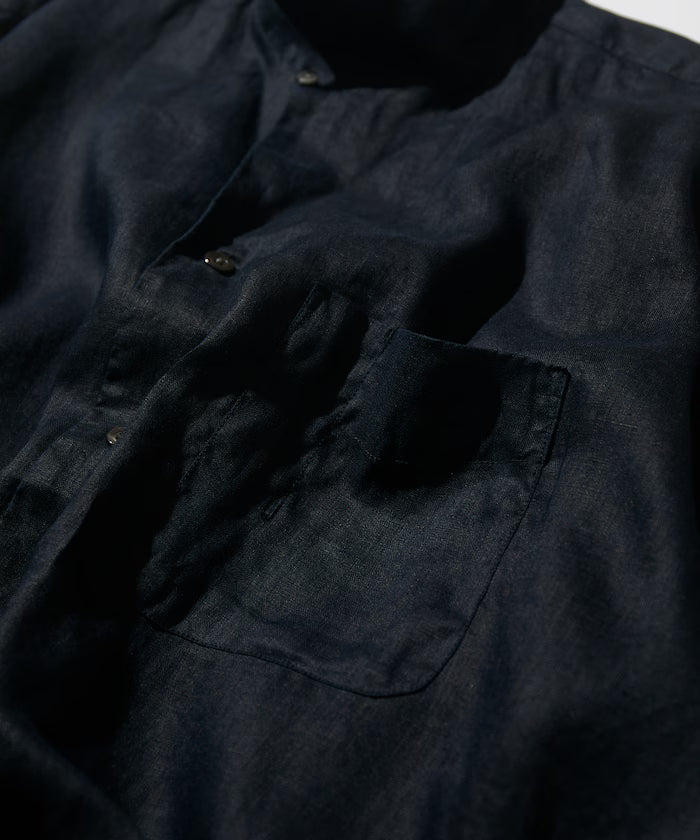 Linen Open Collar Short Sleeve Shirt