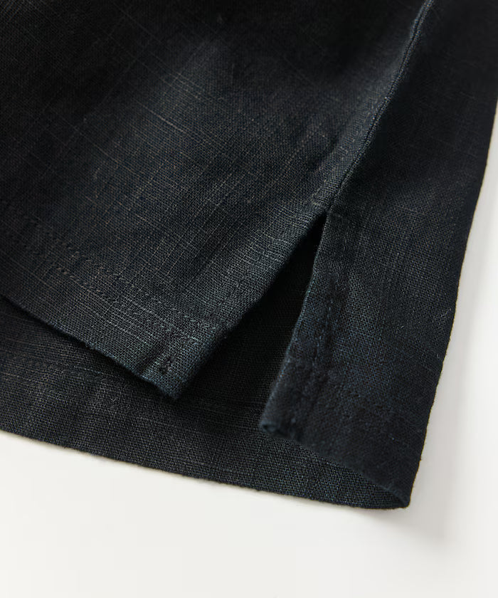 LINEN COTTON OPEN COLLAR SS SHIRT