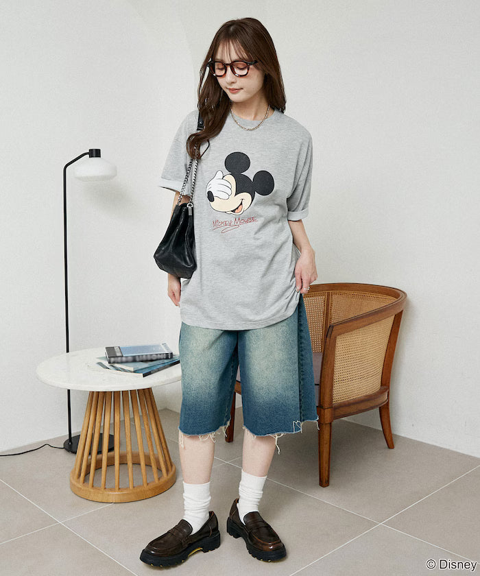 <Functional Material>Mickey Mouse Face T-Shirt Limited Edition