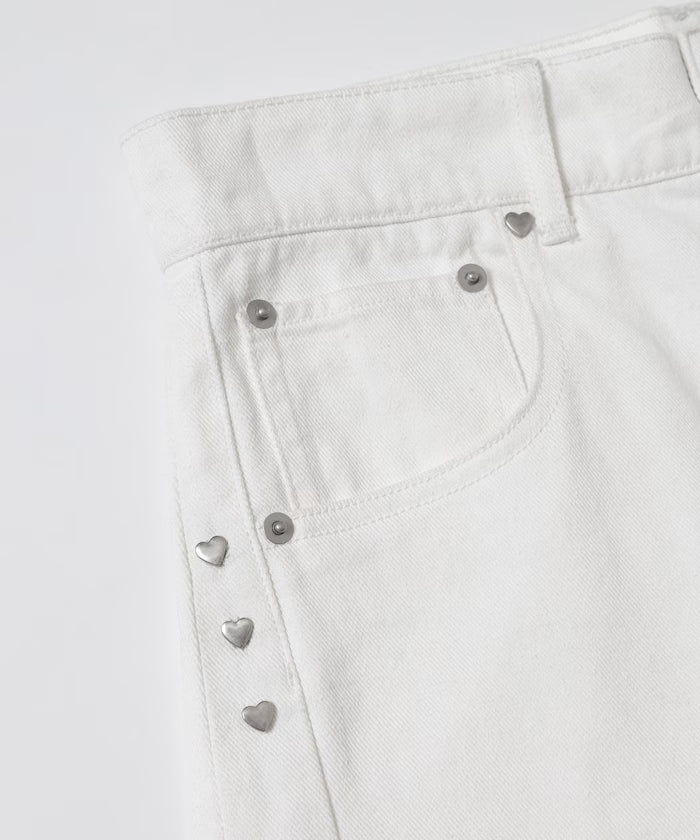 [March 11, 12:00 release] Heart Studs Curvy Denim / Wide Silhouette
