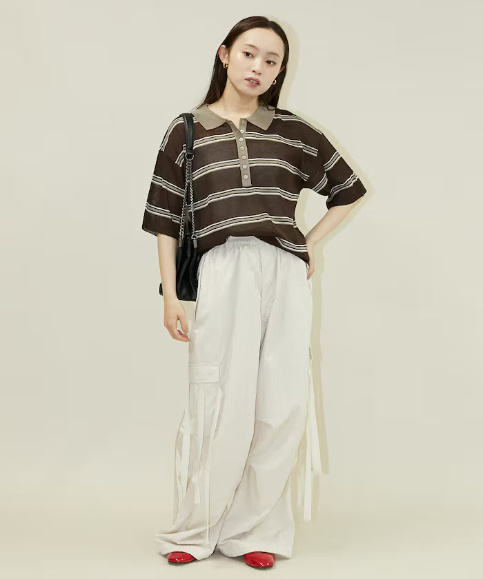 Sheer Border Short Sleeve Polo Summer Knit Limited Release