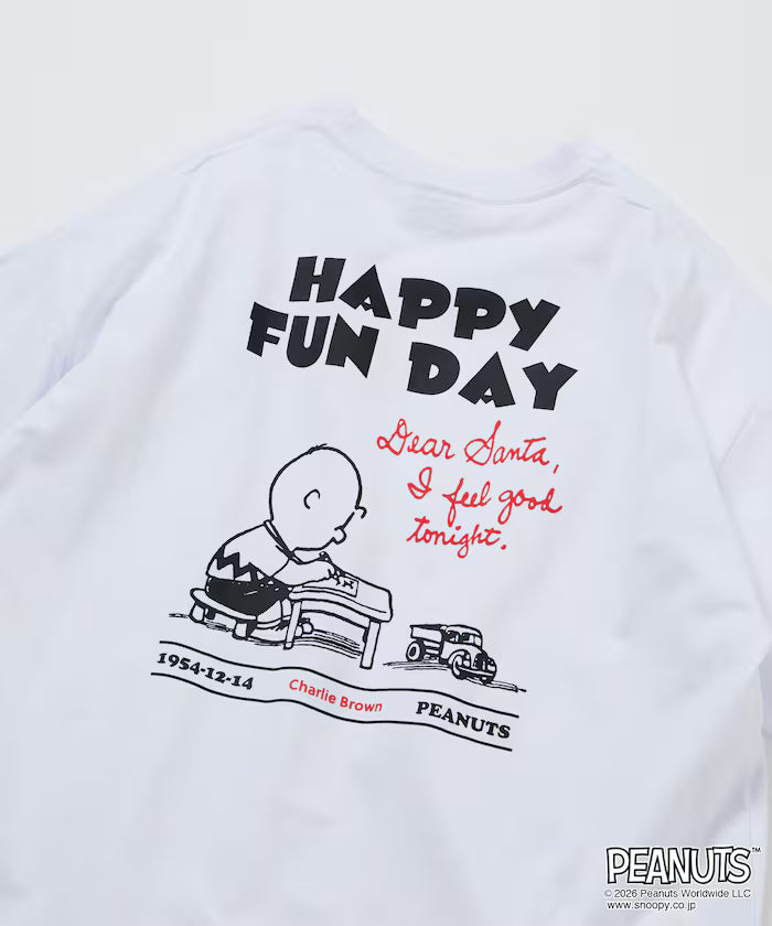 PEANUTS/Peanuts Exclusive Big Silhouette Back Print Crew Neck T-Shirt/HAPPY FUN DAY [Limited Release]