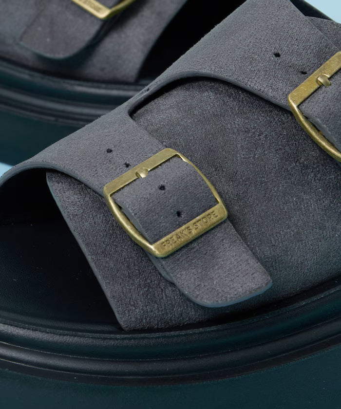 Double Monk Strap Leather Slide Sandals / Platform Sole [23~28cm] 【Limited Edition】