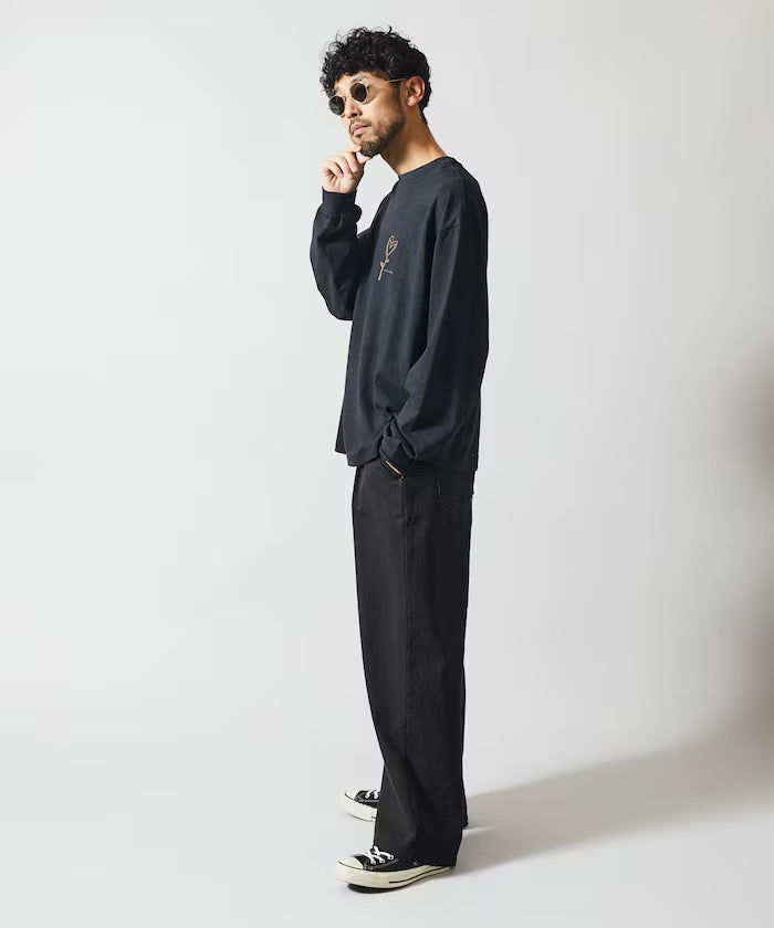 Chino Denim Docking Pants / Wide Straight Pants