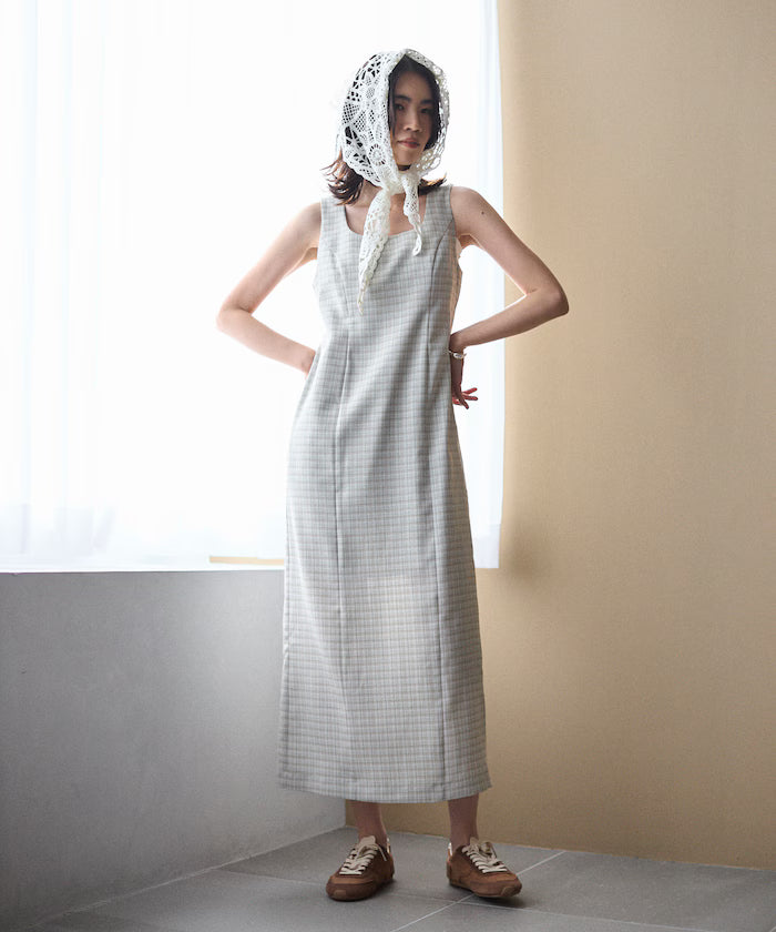 [March 11th 12:00 release] Camila Check I-Line Dress / Compatible with Setups