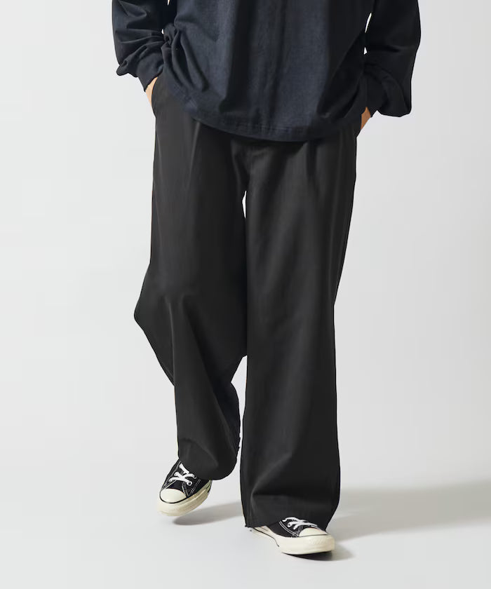 Chino Denim Docking Pants / Wide Straight Pants