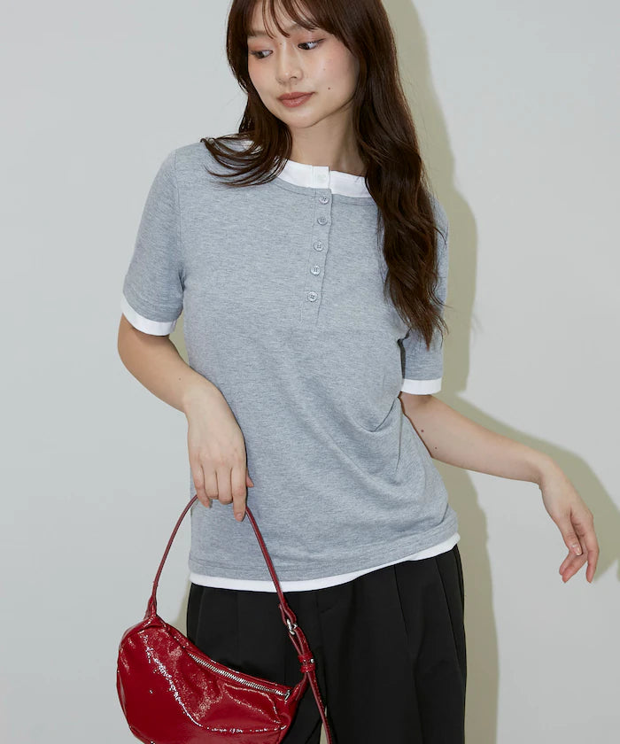 Layered Color Scheme Henley Neck T-Shirt Limited Edition