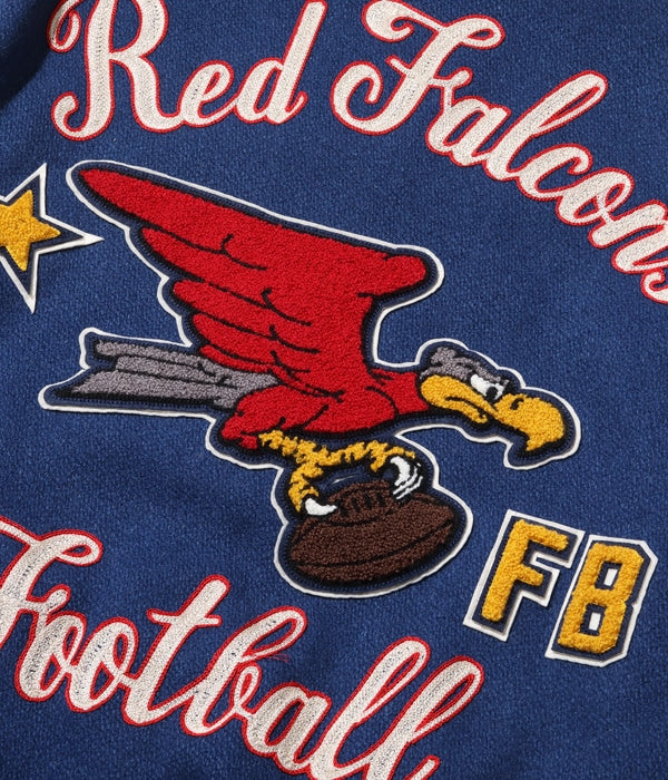 30oz. WOOL MELTON AWARD JACKET “RED FALCONS” (ROYAL)
