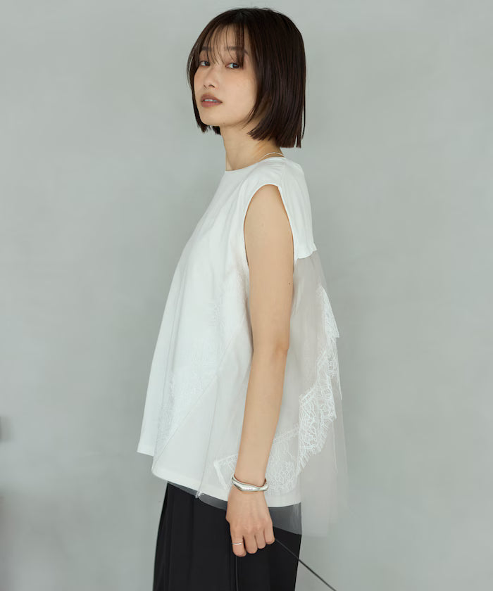Organic Cotton Tulle Lace Docking Top