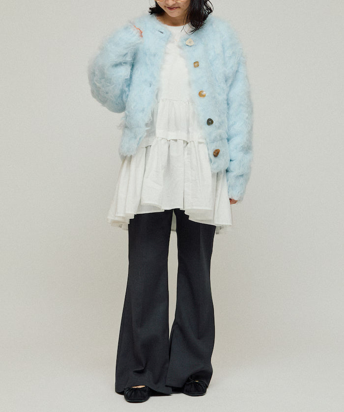 Variation Button Shaggy Knit Cardigan