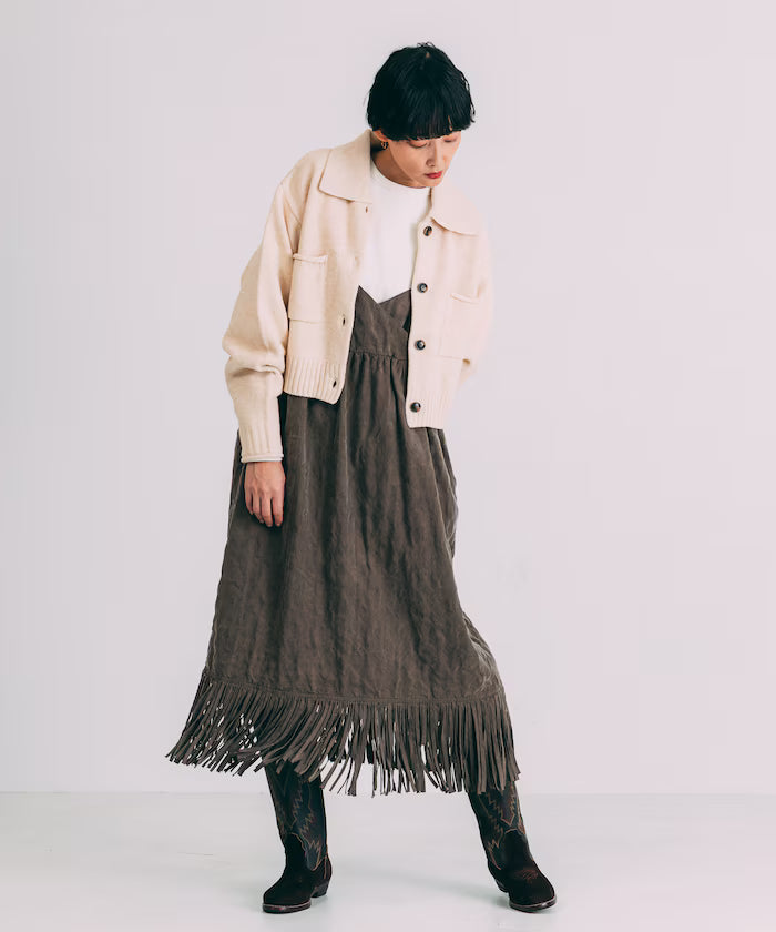 Fade-Processed Fringe Mini Dress
