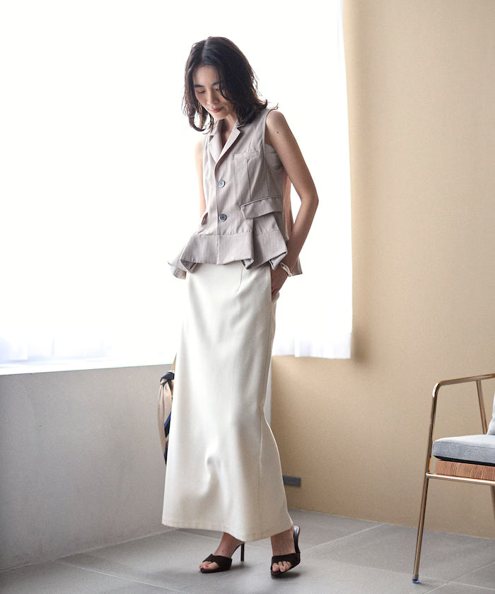 Pinstripe Flare Hem Short Vest