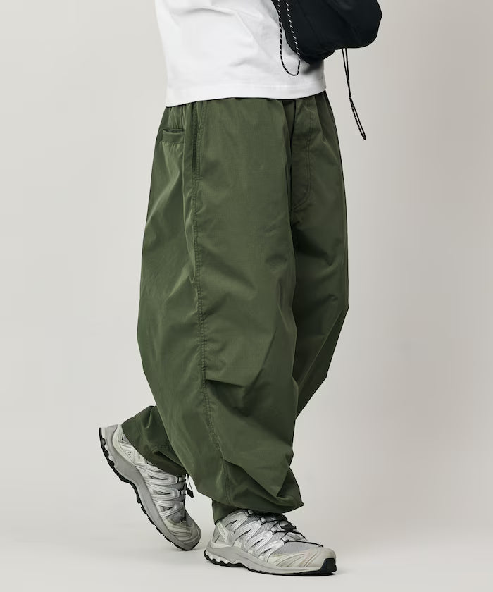 Quick Dry Fabric Wide Silhouette Poly Rip Cross Military Circus Pants/UV Cut/Quick Dry 【Limited Edition】 - Olive