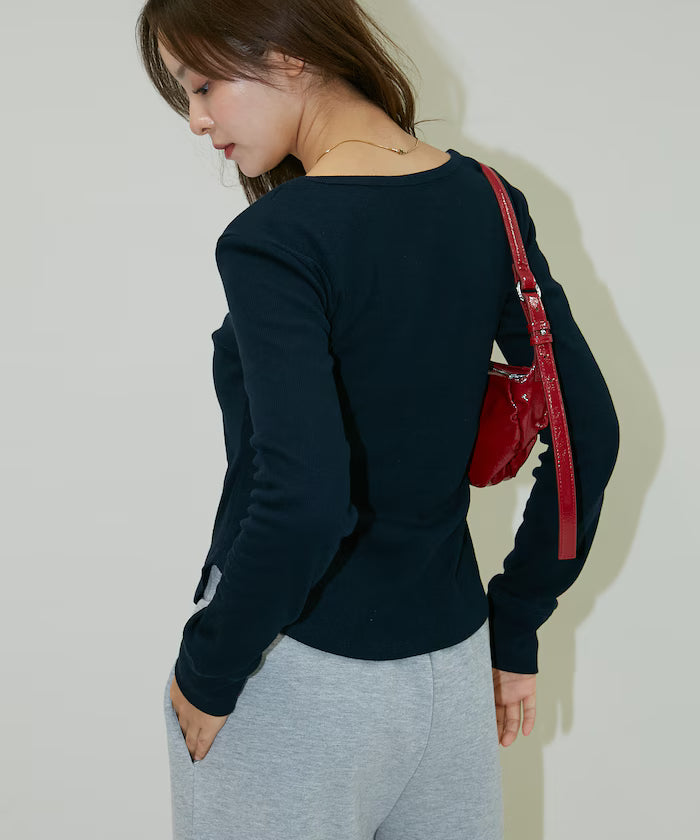 Layered-style henley neck top limited edition