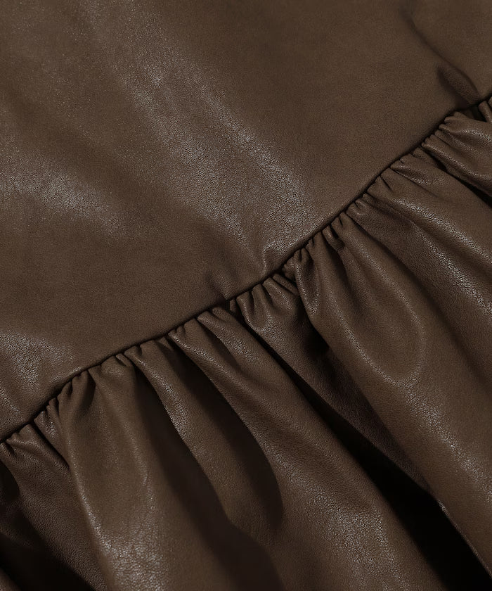 Leather Peplum Gathered Vest