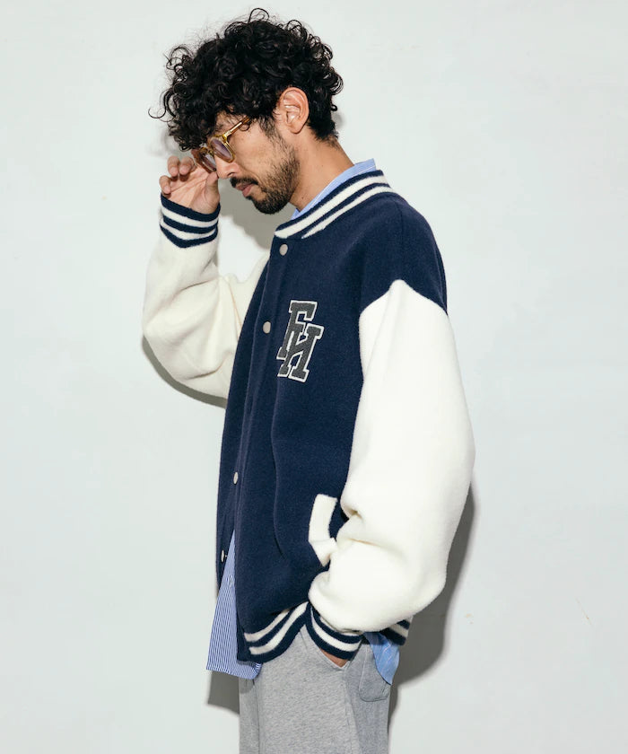 Relaxed Fit Logo Knit Varsity Jacket