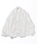 Linen Open Collar Long Sleeve Shirt - White