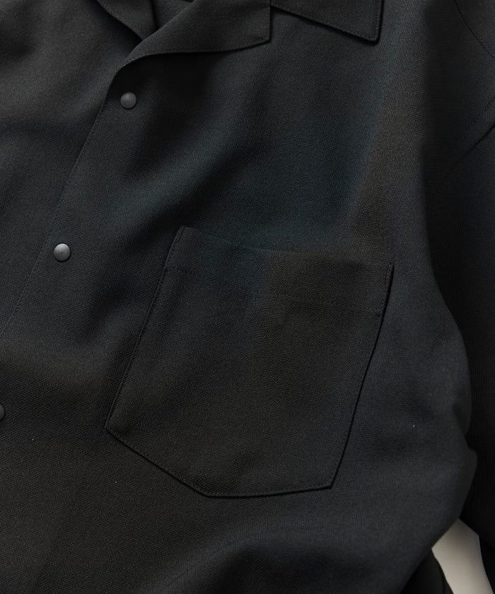 [New Color Addition] Quick-Dry Material Relaxed Fit Open Collar Short Sleeve Shirt Linen-Like