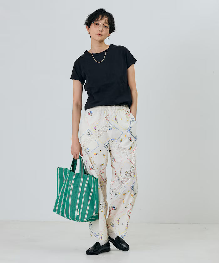 Patchwork Floral Embroidery Pants