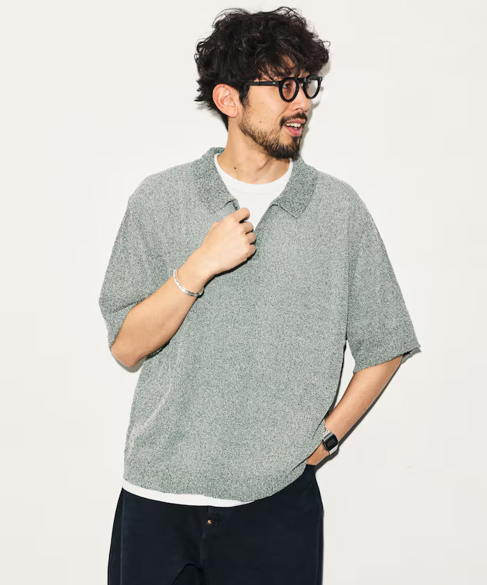 Dry Touch Boucle Yarn Knit Polo Shirt