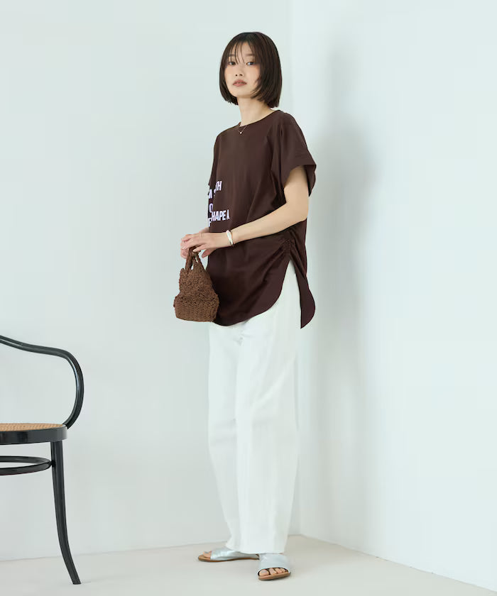 Organic Cotton Shirring Logo T-Shirt