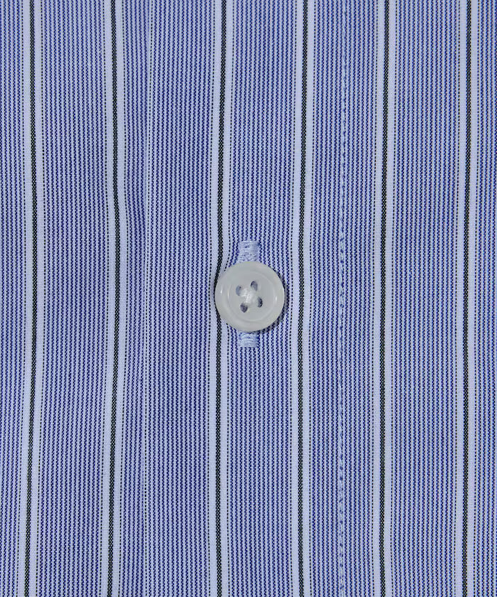 Typewriter Spindle Band Collar Stripe Short Sleeve Shirt