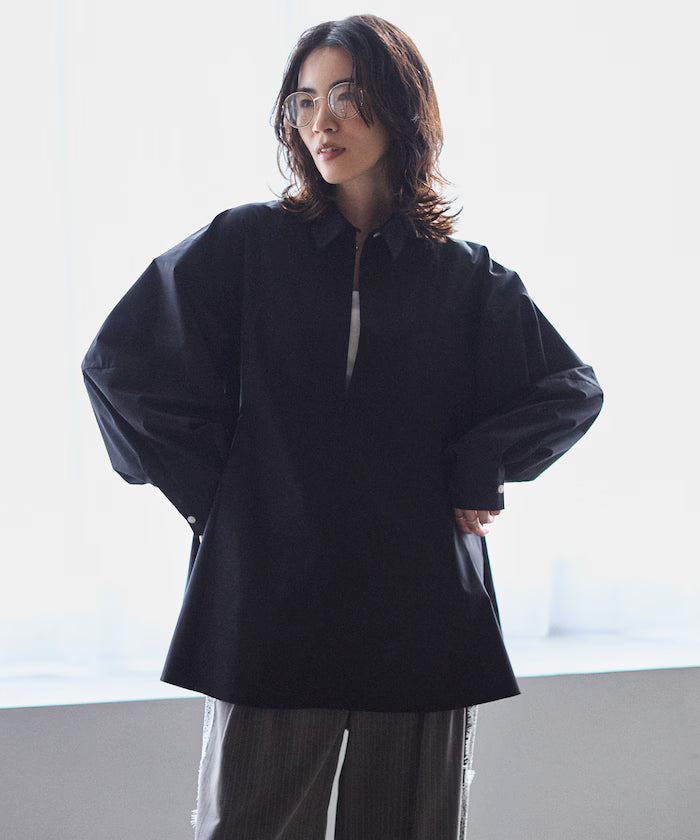 Flare Silhouette Skipper Balloon Sleeve Shirt