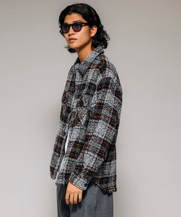 Poly Tweed CPO Check Shirt Jacket