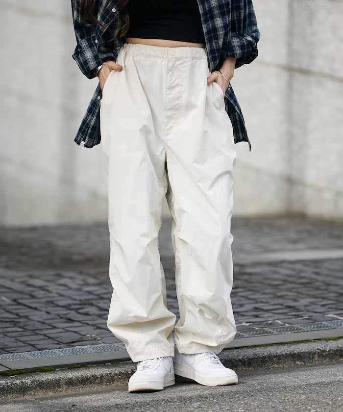 Quick Dry Fabric Wide Silhouette Poly Rip Cross Military Circus Pants/UV Cut/Quick Dry 【Limited Edition】