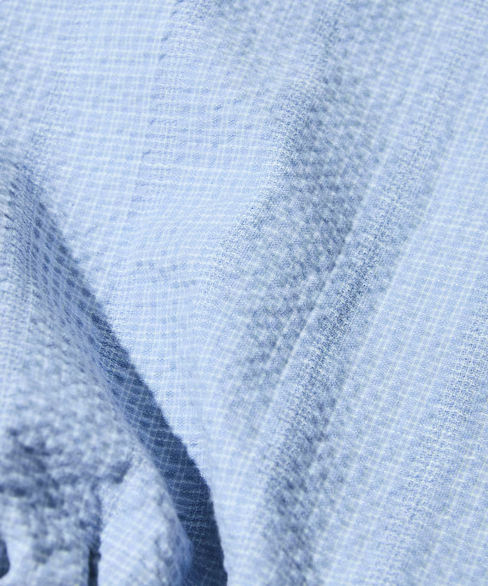 Seersucker Spindle Open Collar Short Sleeve Shirt