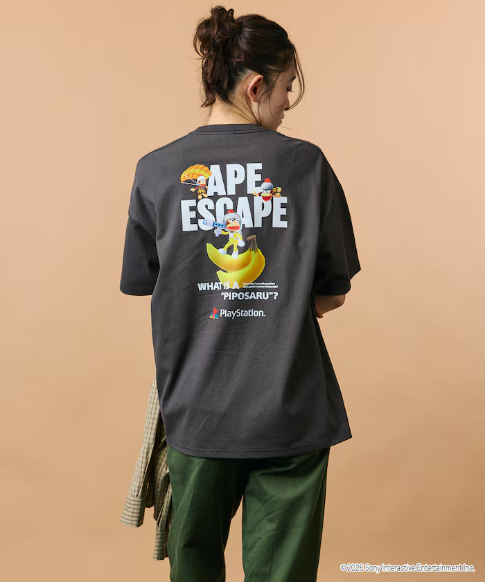 Big Silhouette Back Print Crew Neck T-Shirt/PlayStation Ape Escape 【Limited Edition】