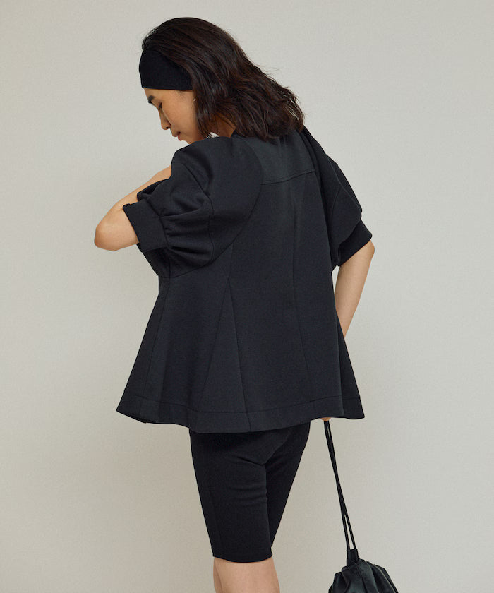 Cardigan with Peplum and Puff Sleeves